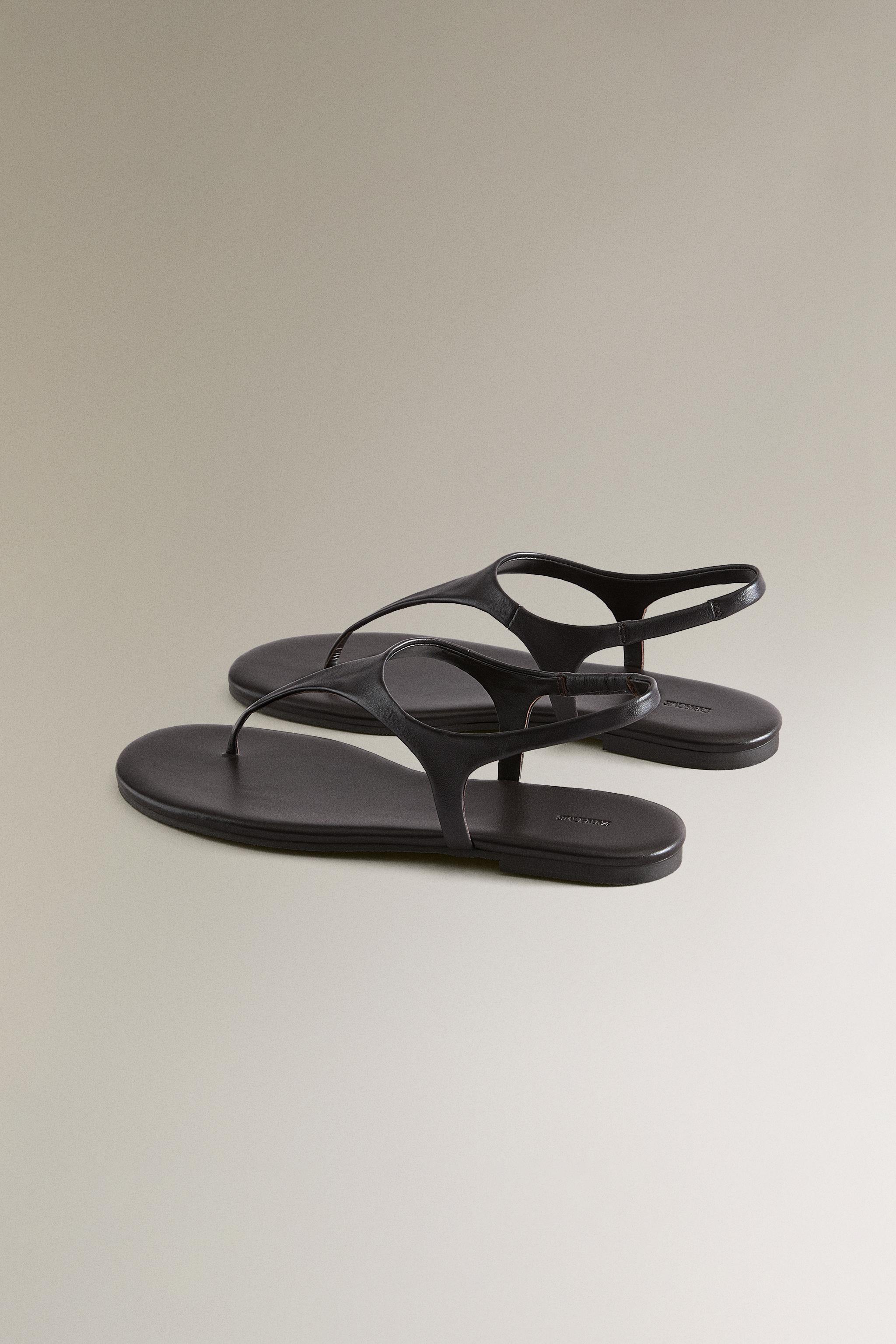 SANDALES PLATES CUIR